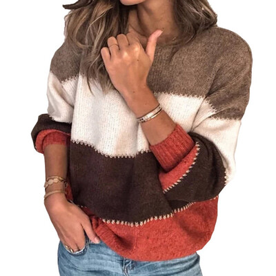 

Tiffley Time Womens Color Block Striped Crew Neck Long Sleeve Knit Sweater