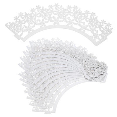

12pcs Christmas Snowflake Cupcake Cases Hollow Laser Cut DIY Baking Wrapper