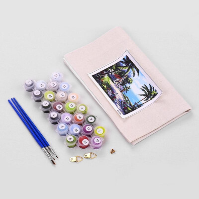 

DIY Oil Painting Paint By Numbers Kit 1620 Inch with Brushes Acrylic Pigment Coconut Island Landscape Pattern Home Room Wall Deco
