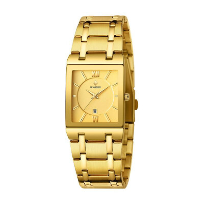 

WWOOR Men High Quality Luxury Watch Waterproof Square Quartz 8858 Rose Black