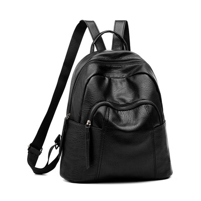 

2018 new wave Korean fashion wild womens backpack casual 2017pu soft leather personality small fresh backpack