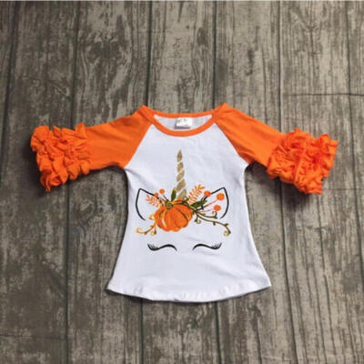 

US Toddler Baby Kids Girl Unicorn Pumpkin Long Sleeve Cotton T-shirt Top Clothes