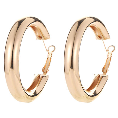 

50mm Fashion Punk Rock Thick Tube Big Gold Alloy Circle Hoop Earrings Decor Gift