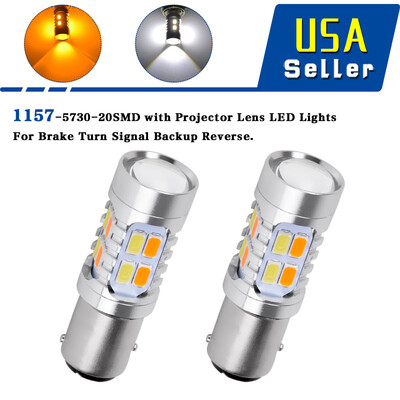 

2x 1157 Switchback White Amber Dual Color LED Tail Brake Signal Light Bulbs