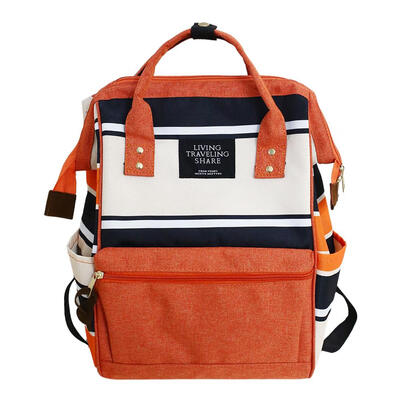 

Stripe Travel Backpacks Women Canvas Shoulder School Bags Top-handle Bags
