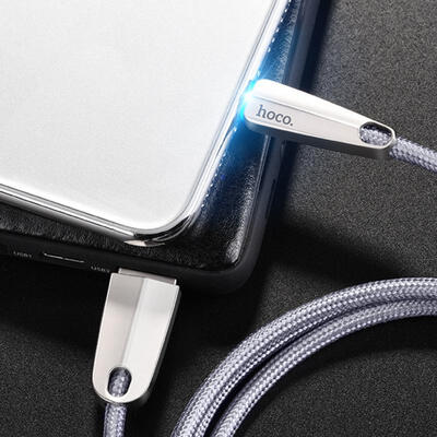 

HOCO U35 Auto Disconnect Micro USB Cable LED Light Fast Charging Data Sync Micro USB Cable For Samsung Xiaomi Huawei-1m