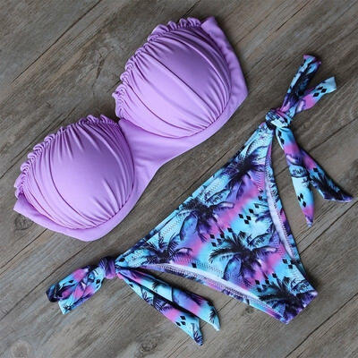 

Sexy Swimwear Women Bikini Set Bandage Push-Up Padded Swimsuit Bathing Beachwear