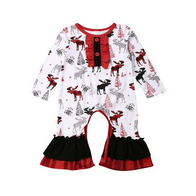

Newborn Infant Baby Girl Christmas Ruffle Romper Jumpsuit Clothes Xmas Outfits