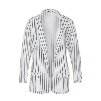 

2018 Womens New Casual Black&White Striped Coats Top Lapel Cardigan Long Sleeve Loose Jackets Fashion Casual Blazers
