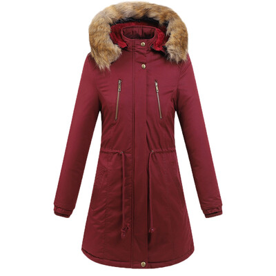 

Roseonmyhand Women Winter Warm Thick Outerwear Hooded Coat Cotton-padded Jacket Plus Size