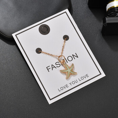 

Colorful Glitter Shell Pendant Necklace Simple Small Exquisite Lady Sweet Style Gold Necklace Dress Accessories Wedding Party