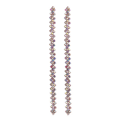 

Trendy Colorful Crystal Drop Dangle Earrings Rhinestone Link Long Chain Earring