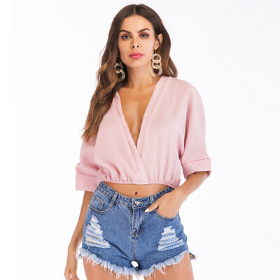 

Starmoon Women Ladies Fashion V Neck Half Sleeve Short T-shirt Blouse Shirt