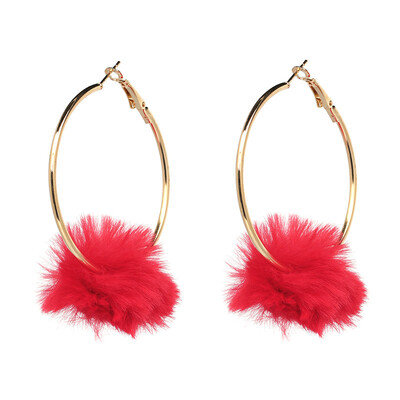 

JURAN Lovely Vintage Cotton Balls Hoop Earrings Fashion statement Earrings For Women Jewelry Statement Bamboo Earrings Maxi Eth