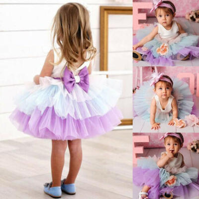 

Baby Girls Tutu Tulle Dress Princess Party Lace Flower Dresses Wedding Birthday