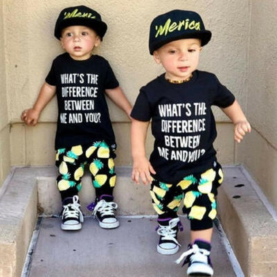 

Casual Toddler Kid Baby Boy Clothes Short Sleeve T-Shirt Top Long Pants Outfits Set