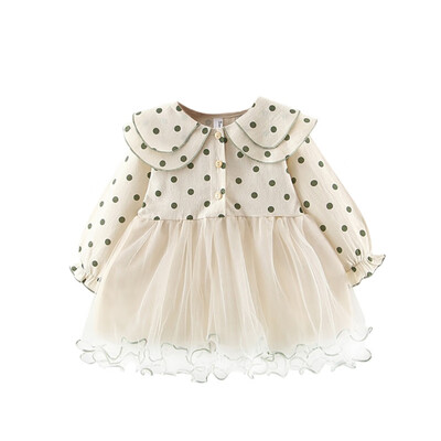 

Spring Autumn Fashion Teenage Girl Long Sleeve Dress Baby Girl Polka Dot Mesh Dress Girls Age 1-3Y Party Casual Dresses
