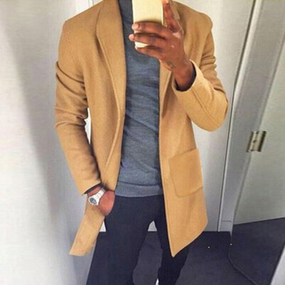 

Mens Slim Business Coat Winter Trench Coat Outwear Overcoat Long Sleeve Jackets