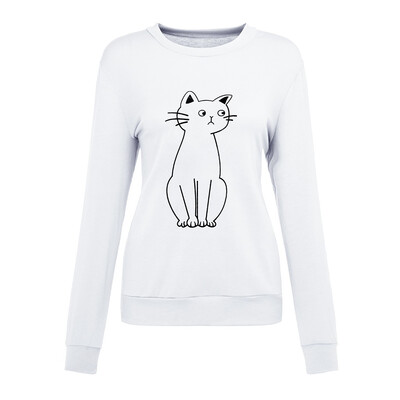 

Nomeni Fashion Women Casual Cat Splice Loose Long Sleeve Round Neck T-shirt Tops