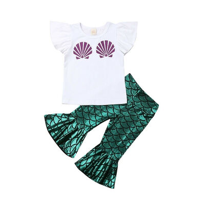 

Kids Baby Girl Mermaid Blouse Top T-shirt Dress Legging Pant Outfit Set