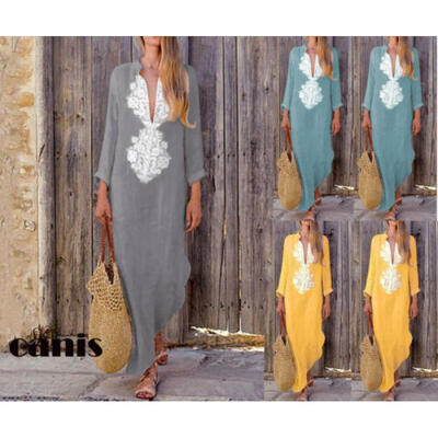 

Summer Women Boho Maxi Dress Beach Evening Cocktail Party Floral Long Sundress