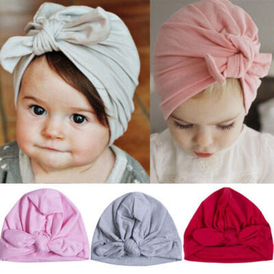 

2019 UK Toddler Kid Newborn Baby Boy Girl Bowknot Cotton Beanie Hat Cap Headband