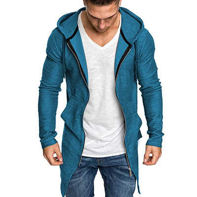 

Toponeto Men Splicing Hooded Solid Trench Coat Jacket Cardigan Long Sleeve Outwear Blouse