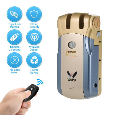 

WAFU WF-018 Wireless Remote Control Lock Security Invisible Keyless Door Entry Intelligent Lock Zinc Alloy Metal Smart Door Lock w