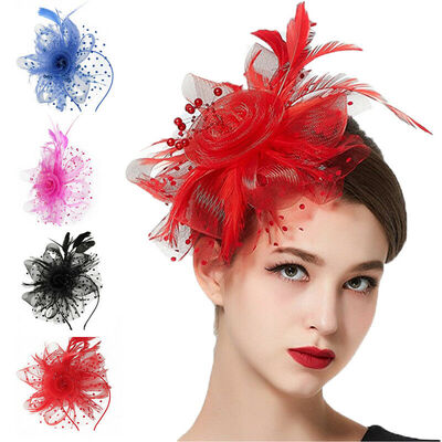 

Charms Mesh Flower Feather Fascinator Hat Wedding Prom Ladies Headpiece