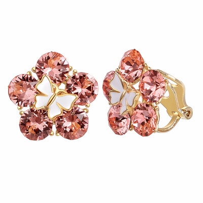 

Yoursfs Vintage Clip On Flower Earrings with Crystal Stones Earring Clips for Non Pierced Ears