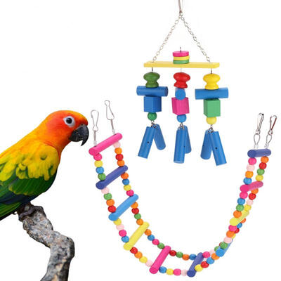 

Greensen 2 PCS Birds Parrot Swing Toy Hanging Ladder Chewing Toys Cage Play Set for Budgie Cockatiels