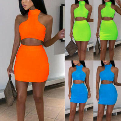 

US Womens Summer Crop Top Shirt Vest Skirt Dress Set Beach Casual Jumpsuit Suit