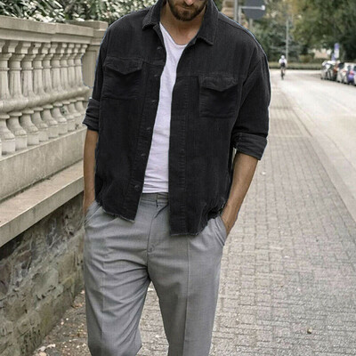 

Mens Corduroy Long Sleeve Button Down Tops Coat Outwear Casual Vintage Jacket