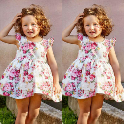 

Toddler Kids Baby Girls Floral Pageant Party Princess Tutu Gown Dress Sundress