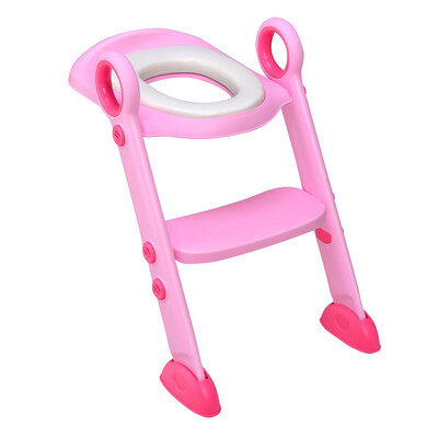 

Toddler Toilet Potty Training Seat with Non-Slip Ladder-Pink