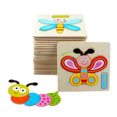 

Wooden 3D Cartoon Animals Jigsaw Puzzles Kids Children Educational Toy Wood Baby Intelligence Puzzles