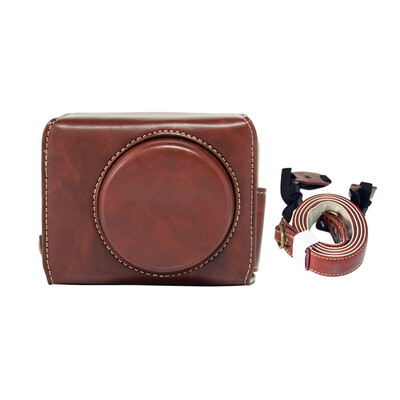 

Vintage Protective PU Leather Camera Case Bag Cover with Detachable Shoulder Strap Half Case Bottom Battery Opening Design for Can