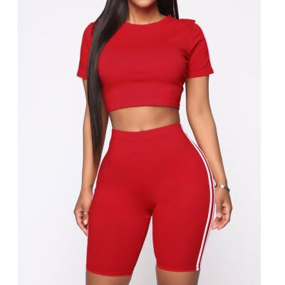 

2PCSSet Women Sports Crop Top Pants Outfits Yoga Workout Clothes Tracksuit