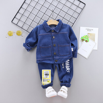 

Autumn Baby Boys Long Sleeve Denim Coat Outerwear TopsLetters Pants Trouser Costume Set