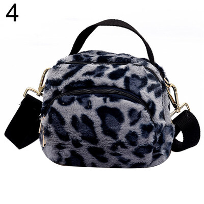 

Fashion Plush Solid ColorLeopard Print Woman Crossbody Shoulder Bag Handbag
