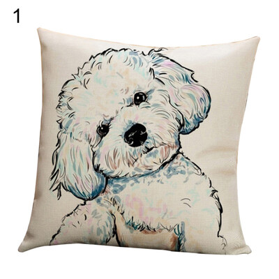 

45x45cm Cute Dog Print Throw Pillow Case Linen Cushion Cover Home Decoration