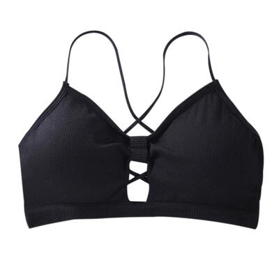 

Women Spaghetti Strap Hollow Bra Padded Wireless Stretch Sports Bra Top