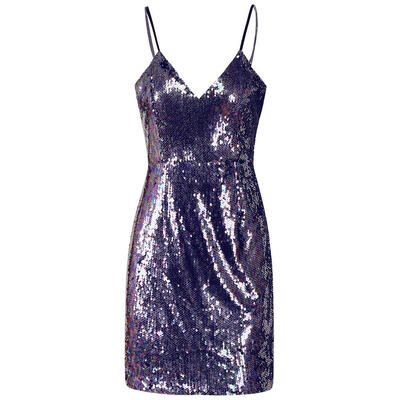 

Sexy Deep V Women Slip Sleeveless Sequin Tunic Party Club Package Hip Dress