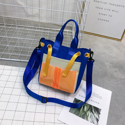 

Tailored Women Fashion Stitching Color Canvas Street Style Tote Handbag Shoulder Bag