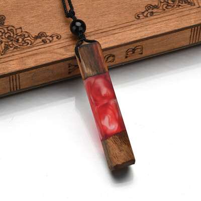 

Hot Natural wood resin Pendant Necklace for Women Men long chain woven rope chain Necklace statement Jewelry Gift