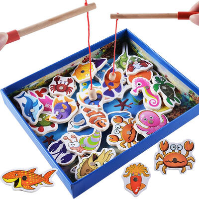 

32pcs Magnetic Fishing Educational Fishing Game Wooden Toys Kids Baby Gifts