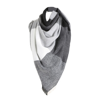 

Gobestart Women Winter Warm Color Stitching Long Wool Shawl Plaid Soft Neck Scarf