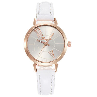 

Luxury Womens Watches Leather Strap Fashion Ladies Clock Scale Rose Gold Disc Quartz Wristwatch Relogio Feminino