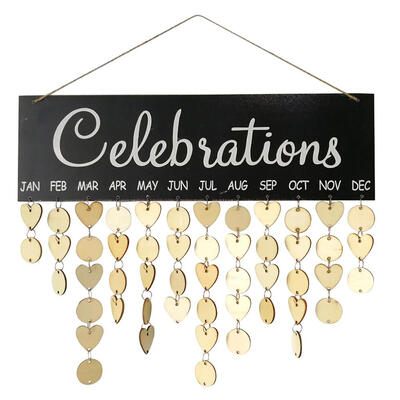 

DIY Wood Heart Round Plates Wall Hanging Calendar Sign Date Reminder Board