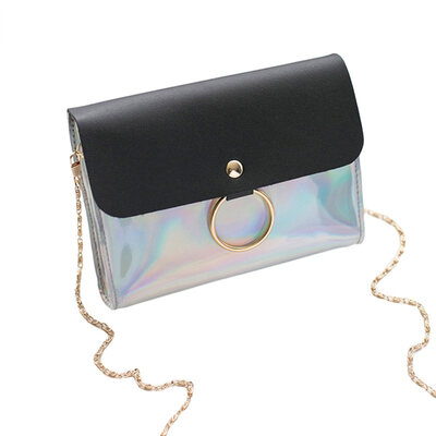 

Women Lock Catch Circle Flip Cover Shoulder Bag Faux Leather Crossbody Pouch